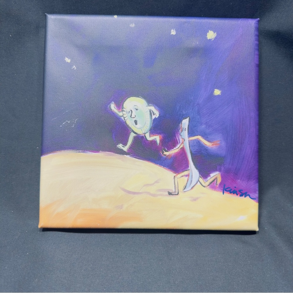 Over The Moon Collection Canvas Art Wall Print 8x8 "Dish & Spoon" Whimsical